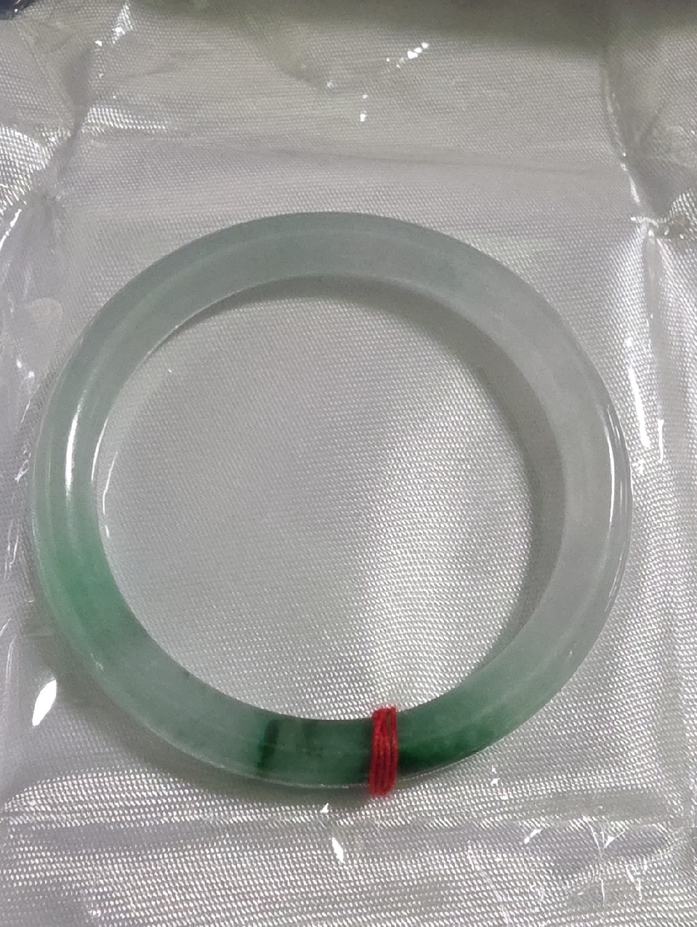 Green and White Jade Bangle Bracelet - Women's Jewelry